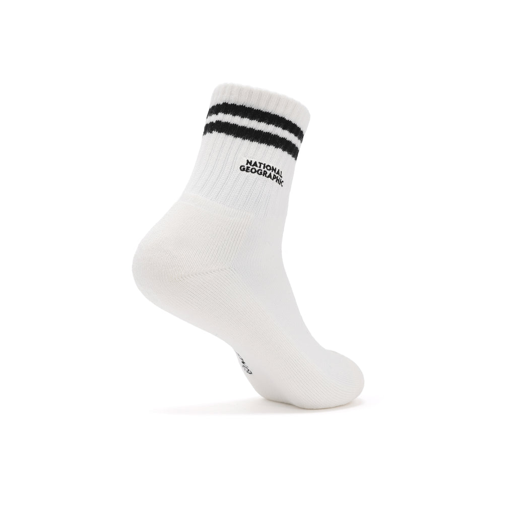 Unisex Stripe Middle Socks- Black