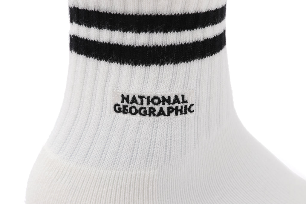 Unisex Stripe Middle Socks- Black