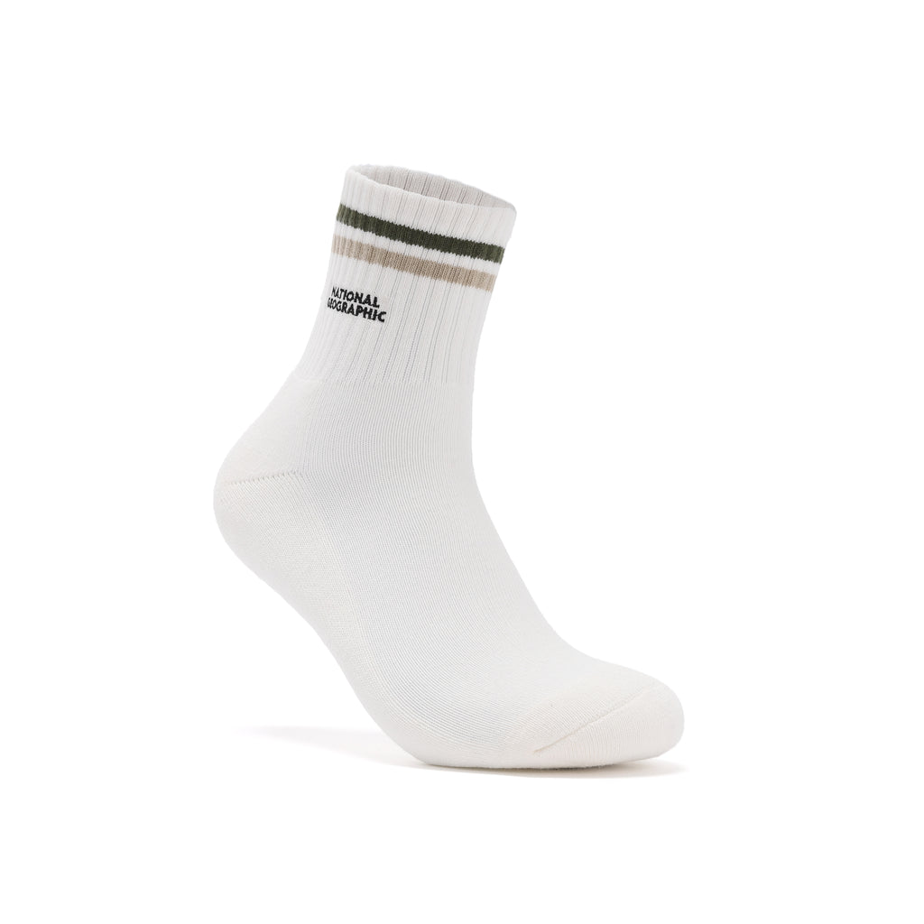 Unisex Stripe Middle Socks- Beige