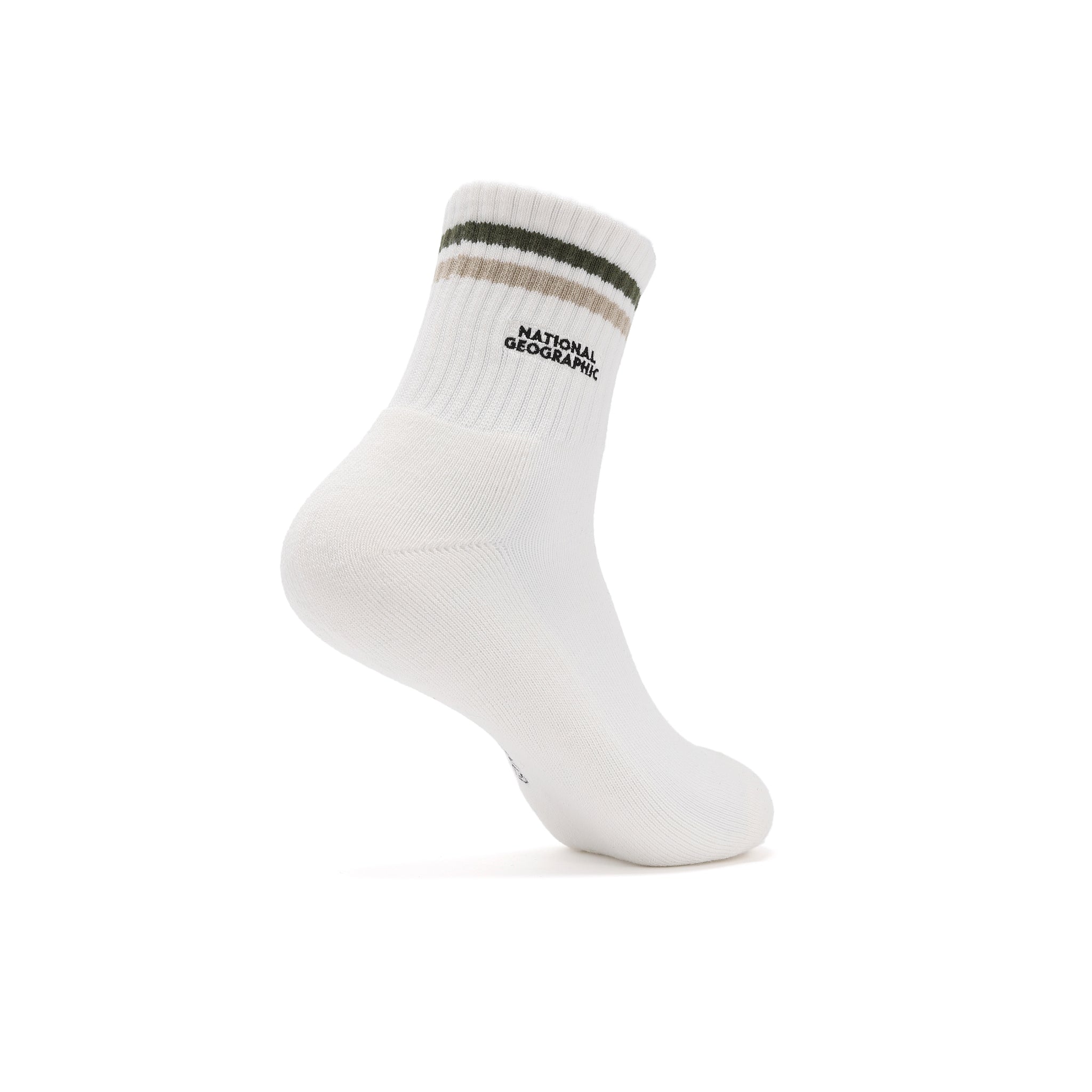 UNISEX STRIPE MIDDLE SOCKS- BEIGE