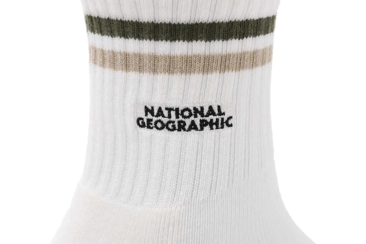 Unisex Stripe Middle Socks- Beige
