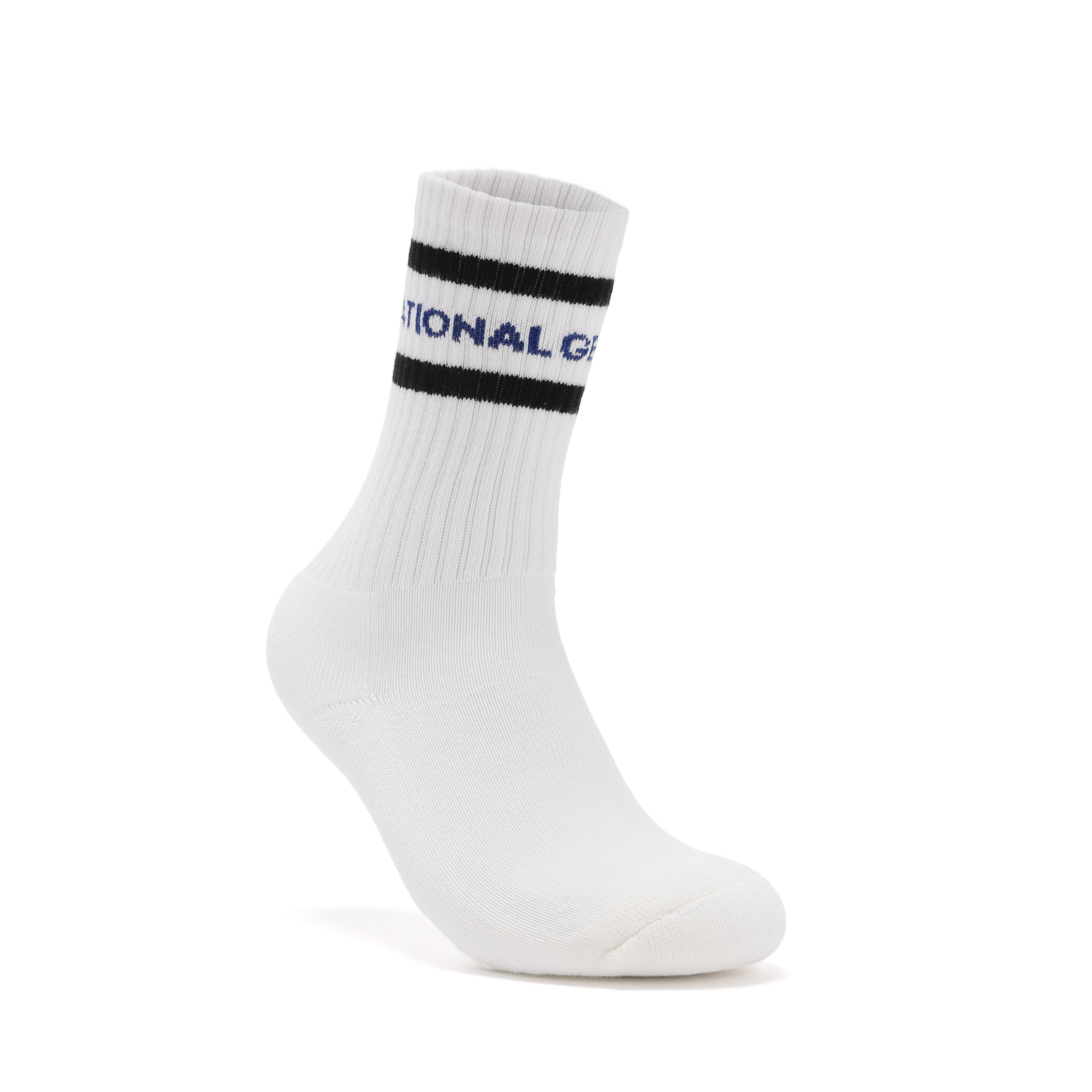 Unisex Stripe Crew Socks- Black