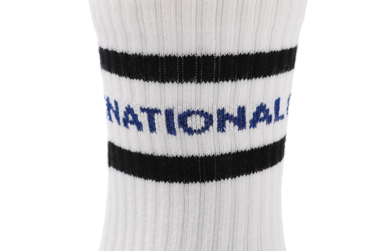 Unisex Stripe Crew Socks- Black