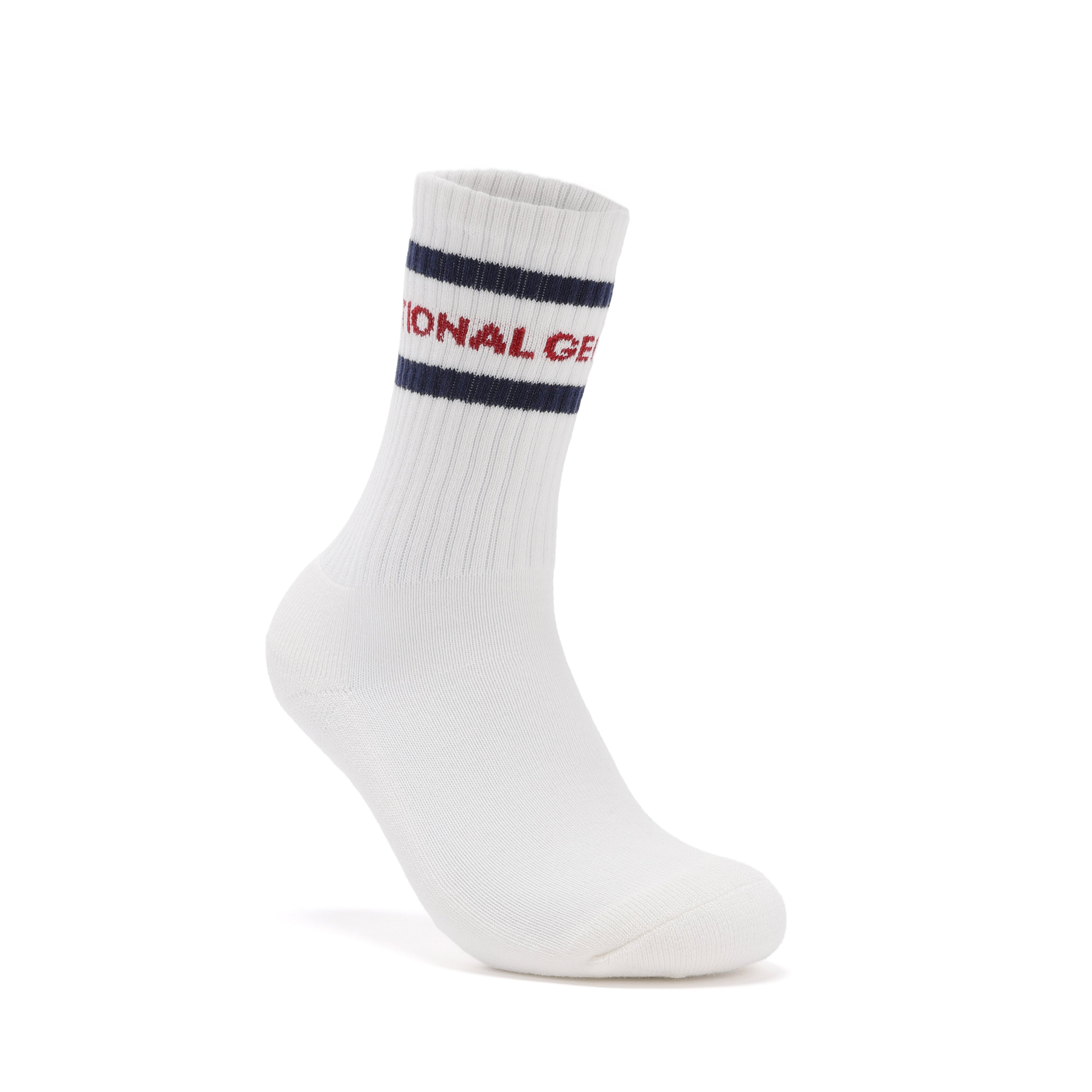 Unisex Stripe Crew Socks- Navy