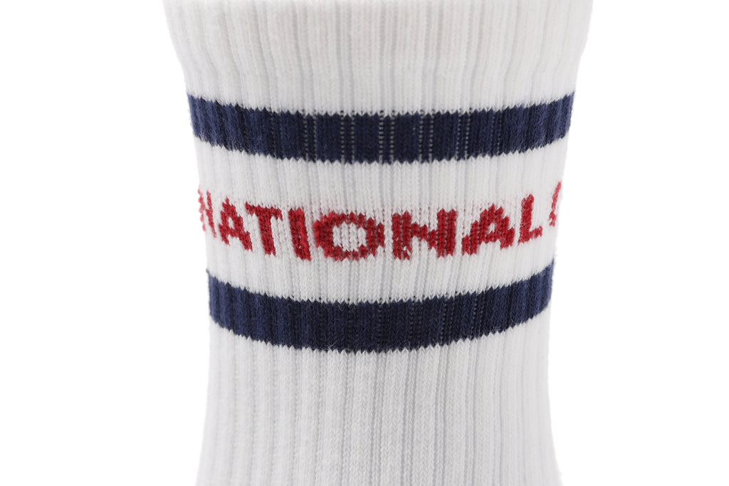 Unisex Stripe Crew Socks- Navy