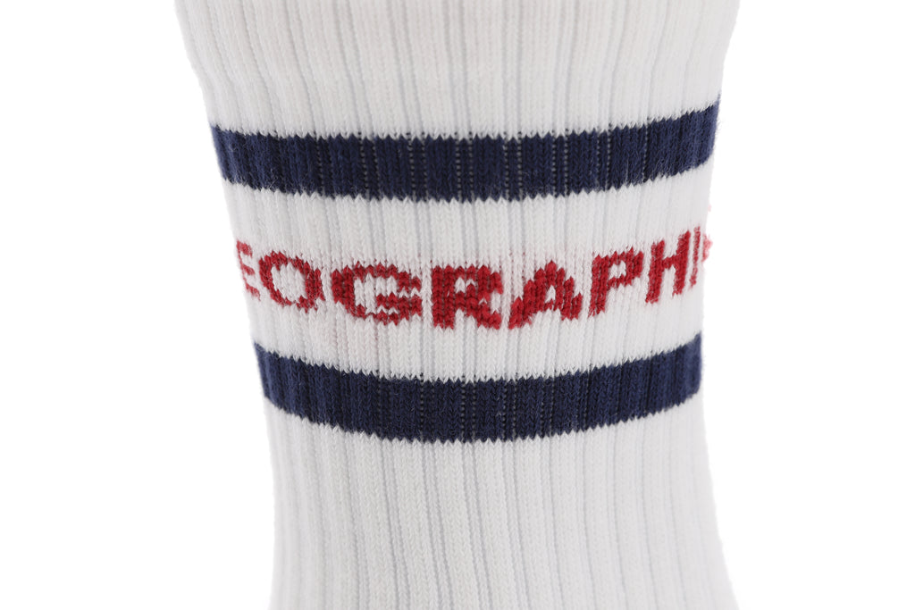 Unisex Stripe Crew Socks- Navy