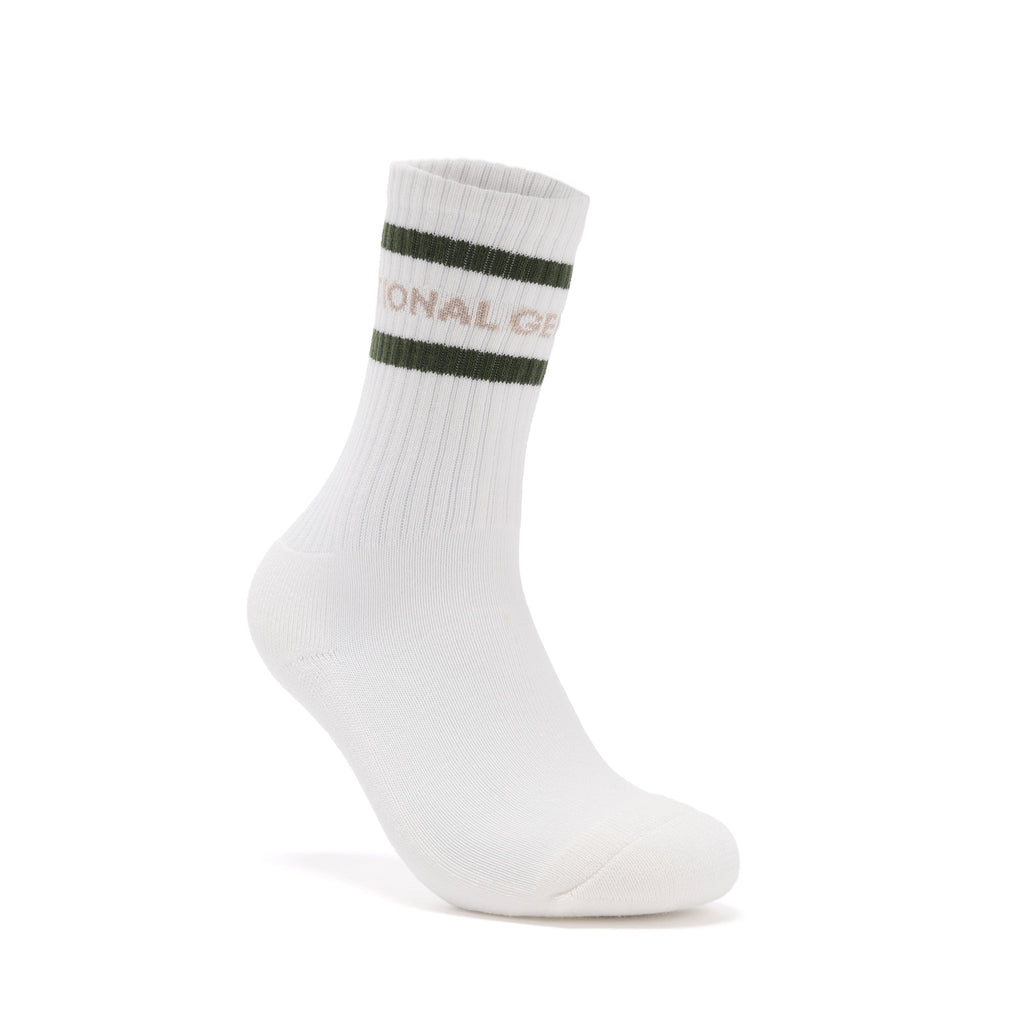 Unisex Stripe Crew Socks- Khaki