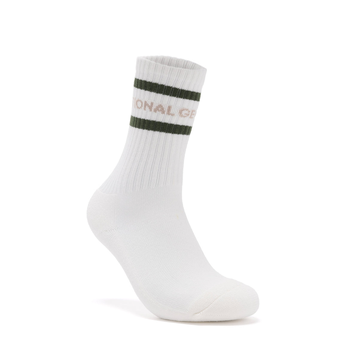 Unisex Stripe Crew Socks- Khaki
