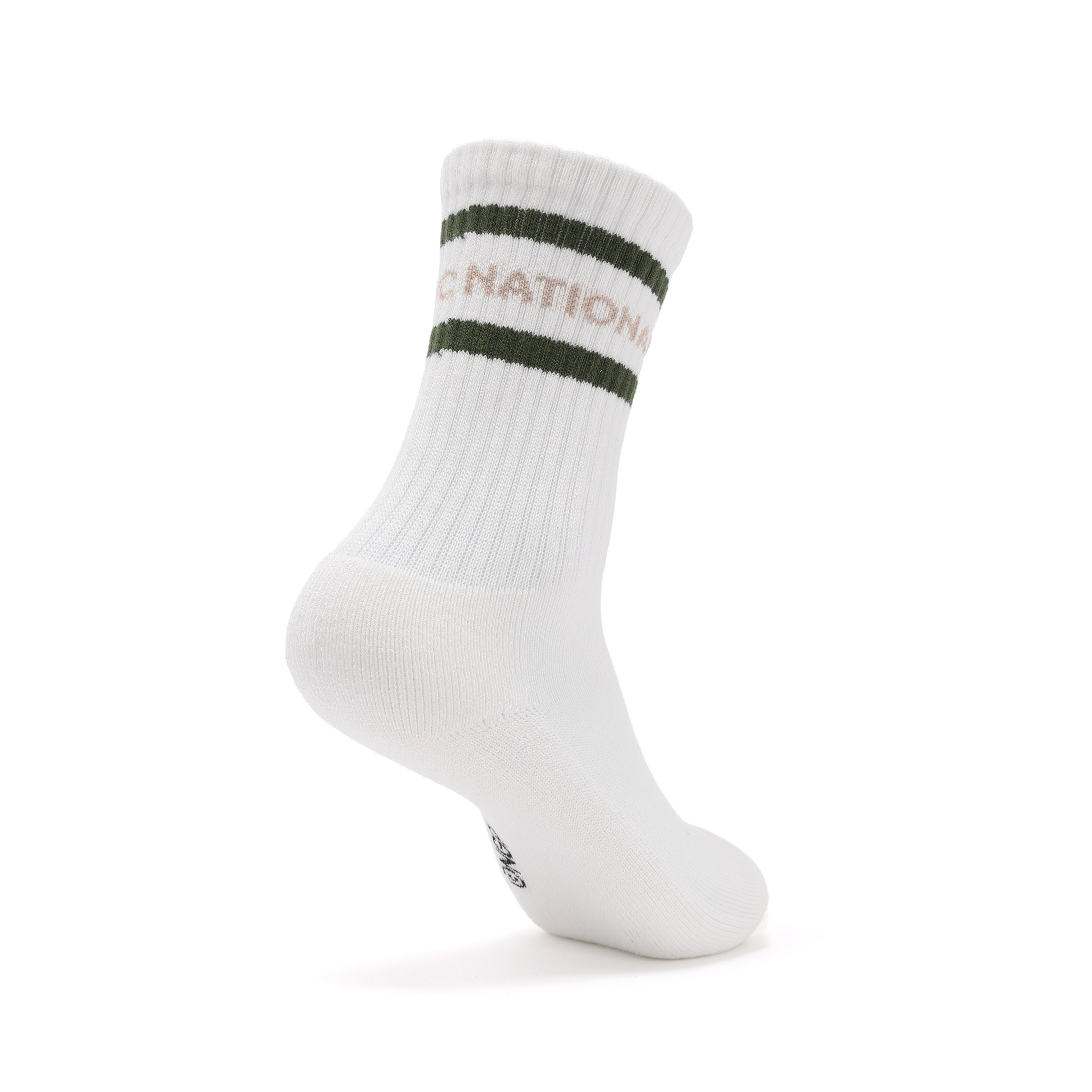 Unisex Stripe Crew Socks- Khaki