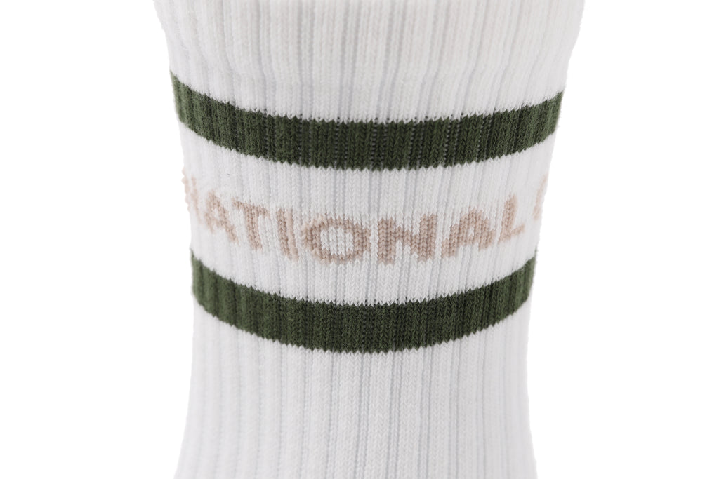 Unisex Stripe Crew Socks- Khaki