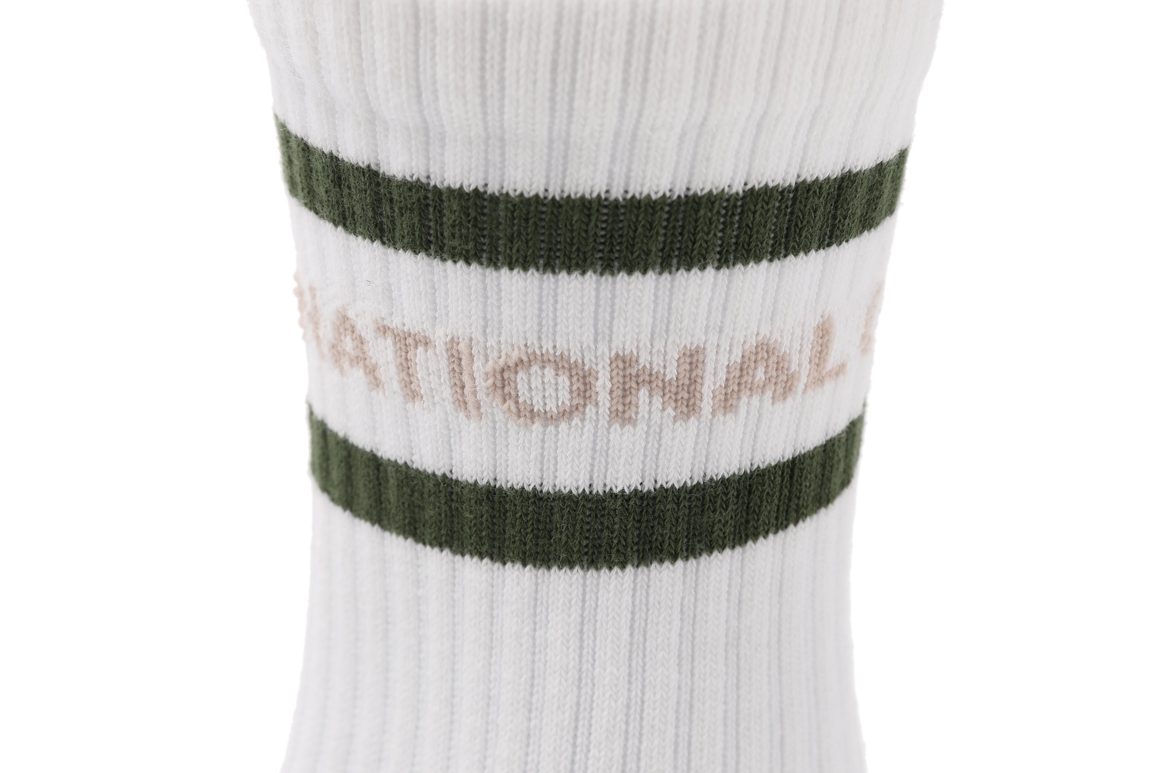Unisex Stripe Crew Socks- Khaki