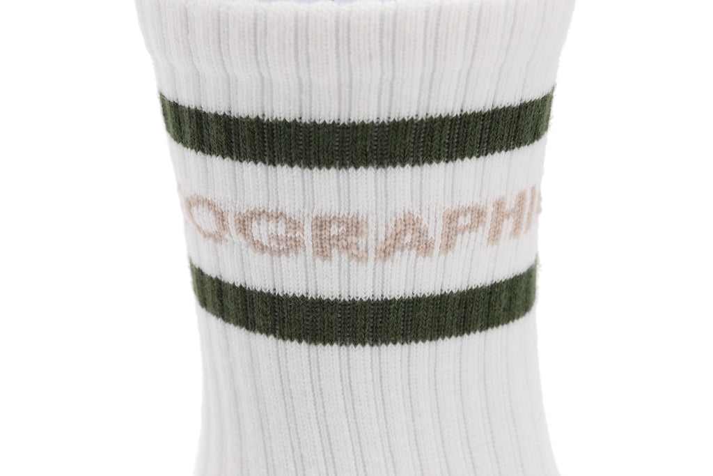 Unisex Stripe Crew Socks- Khaki