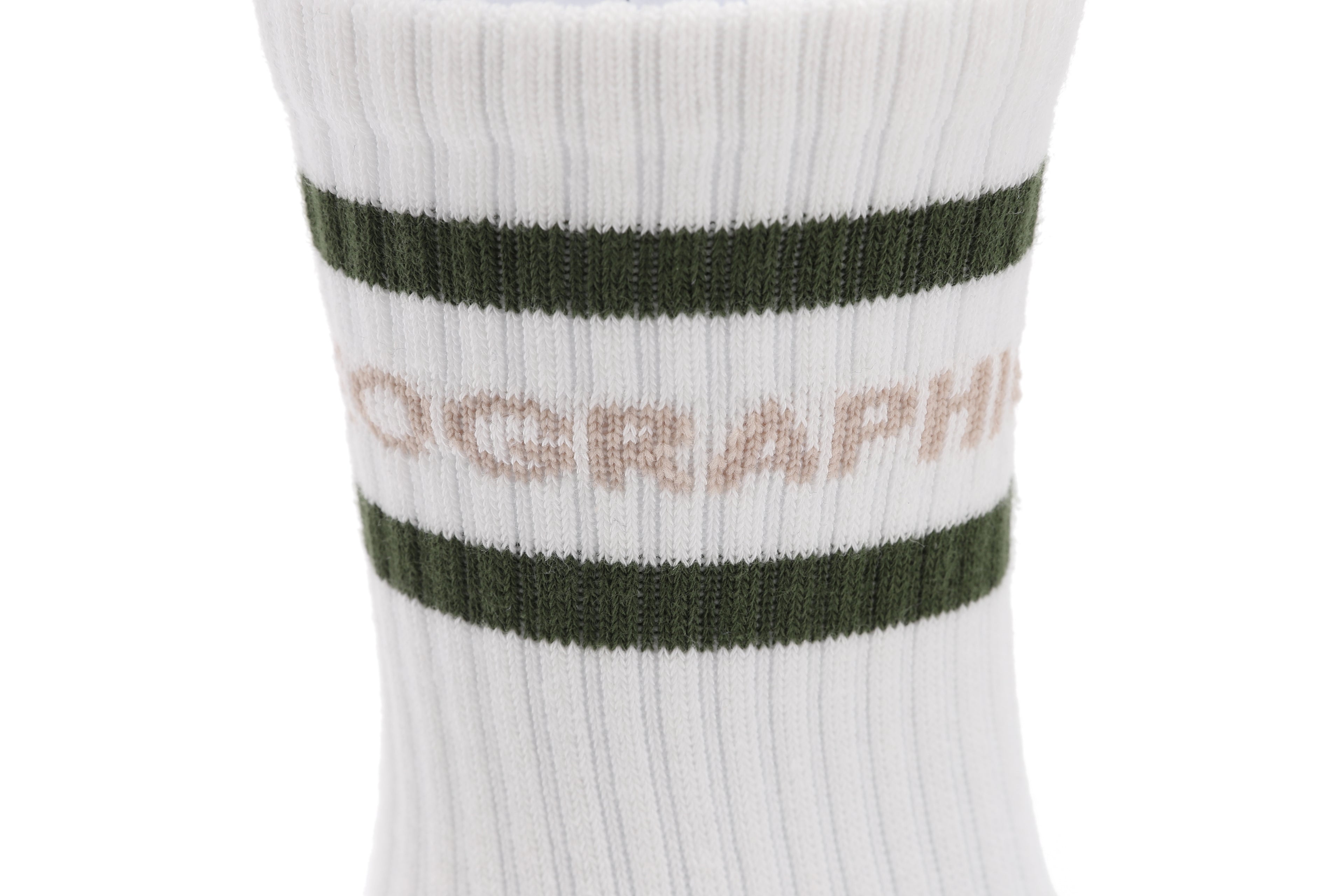 Unisex Stripe Crew Socks- Khaki