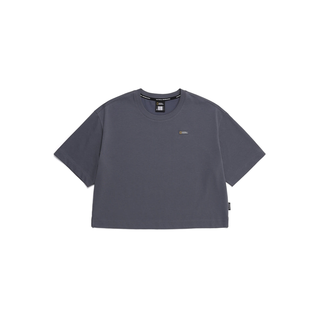 Women'S Semi-Crop Regen Ss T-Shirt- Blue Grey
