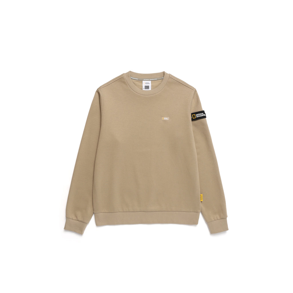 Unisex Plicata Small Logo Sweatshirt- D/Beige