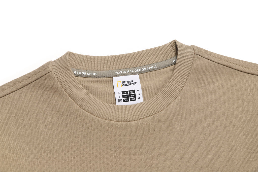 Unisex Plicata Small Logo Sweatshirt- D/Beige