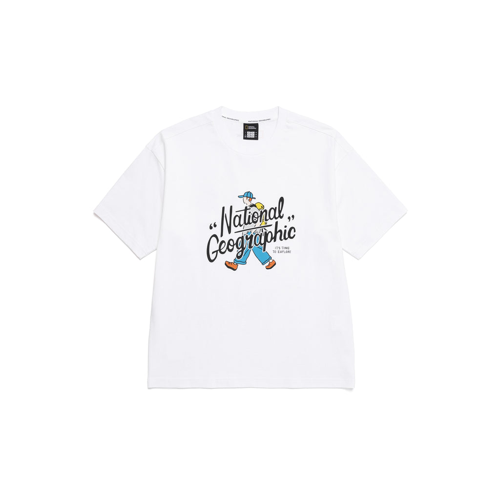UNISEX TREASURE WALKER SEMI-OVER FIT GRAPHIC T-SHIRT- L/BEIGE