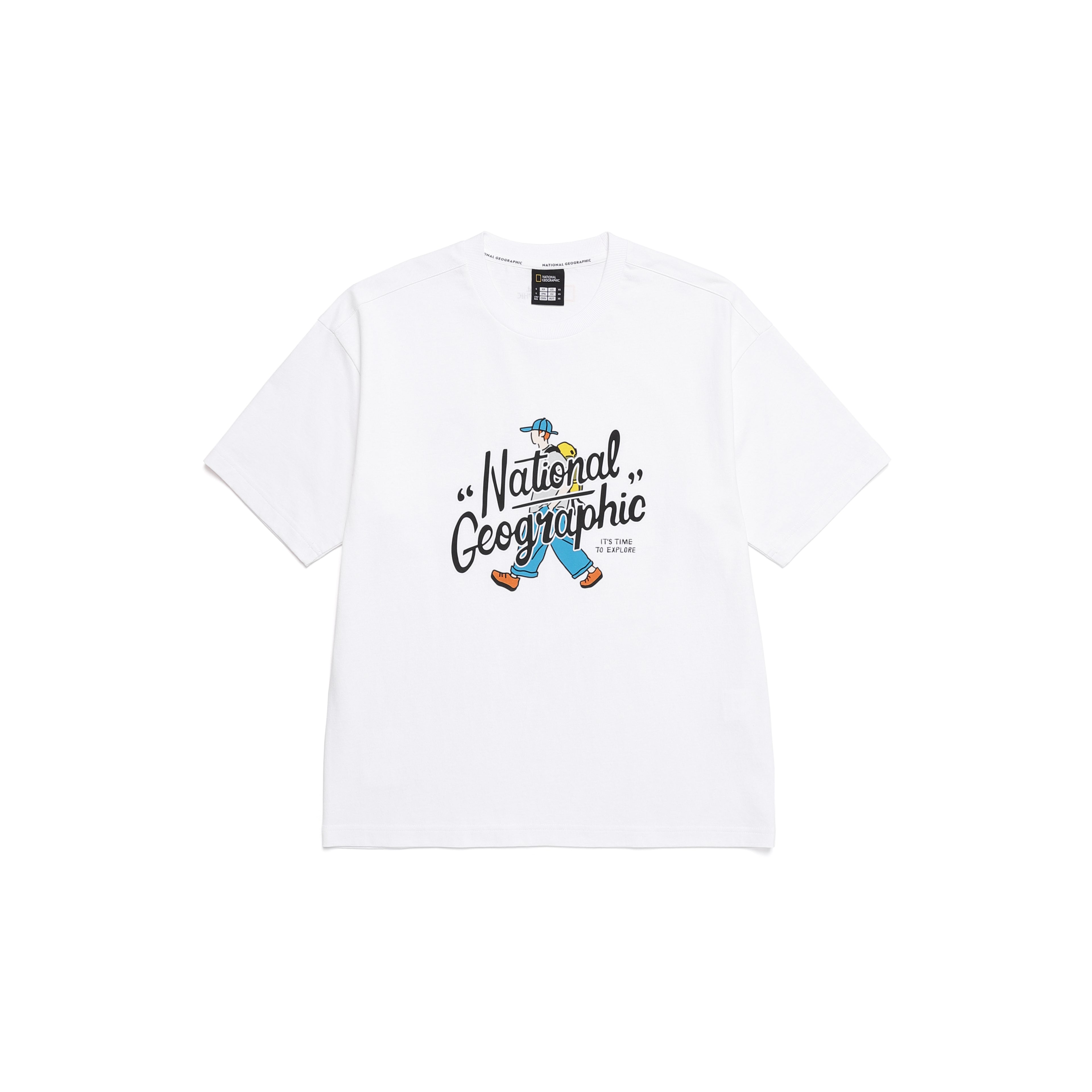 UNISEX TREASURE WALKER SEMI-OVER FIT GRAPHIC T-SHIRT- WHITE