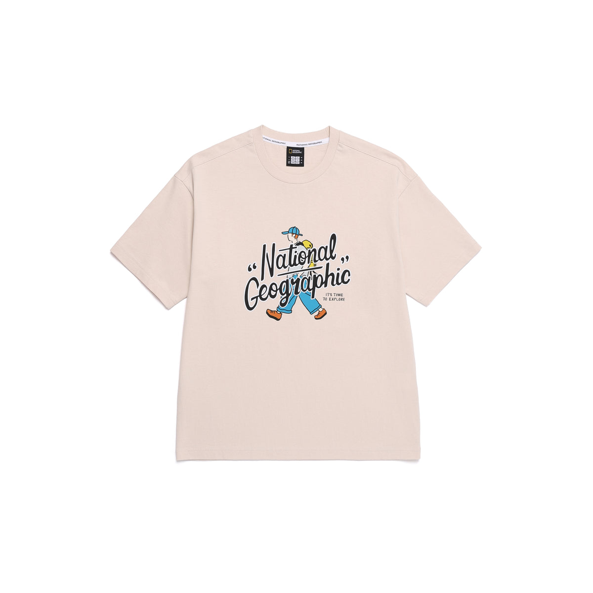 UNISEX TREASURE WALKER SEMI-OVER FIT GRAPHIC T-SHIRT- L/BEIGE