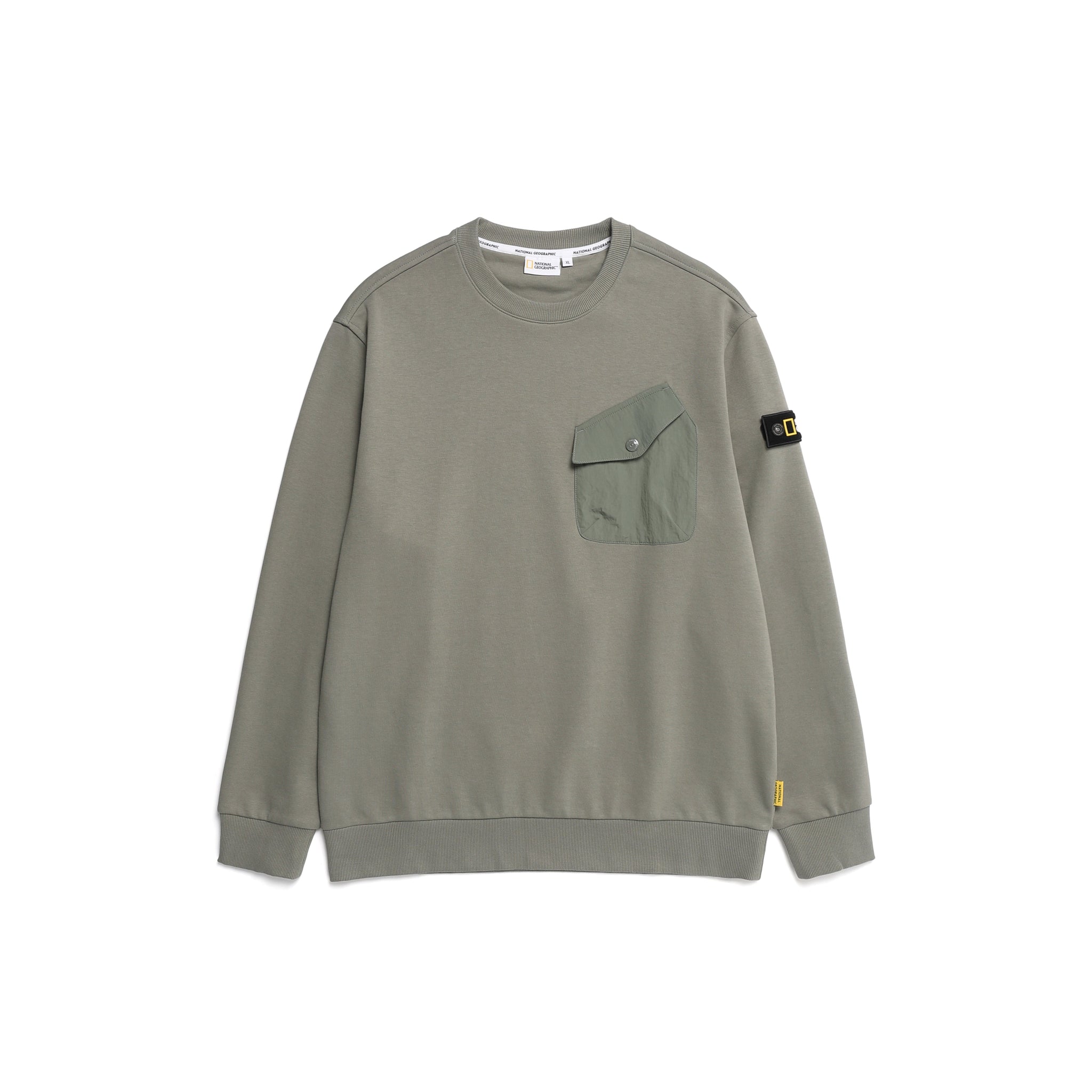 MEN'S SWEATSHIRT WITH CHEST POCKET- KHAKI