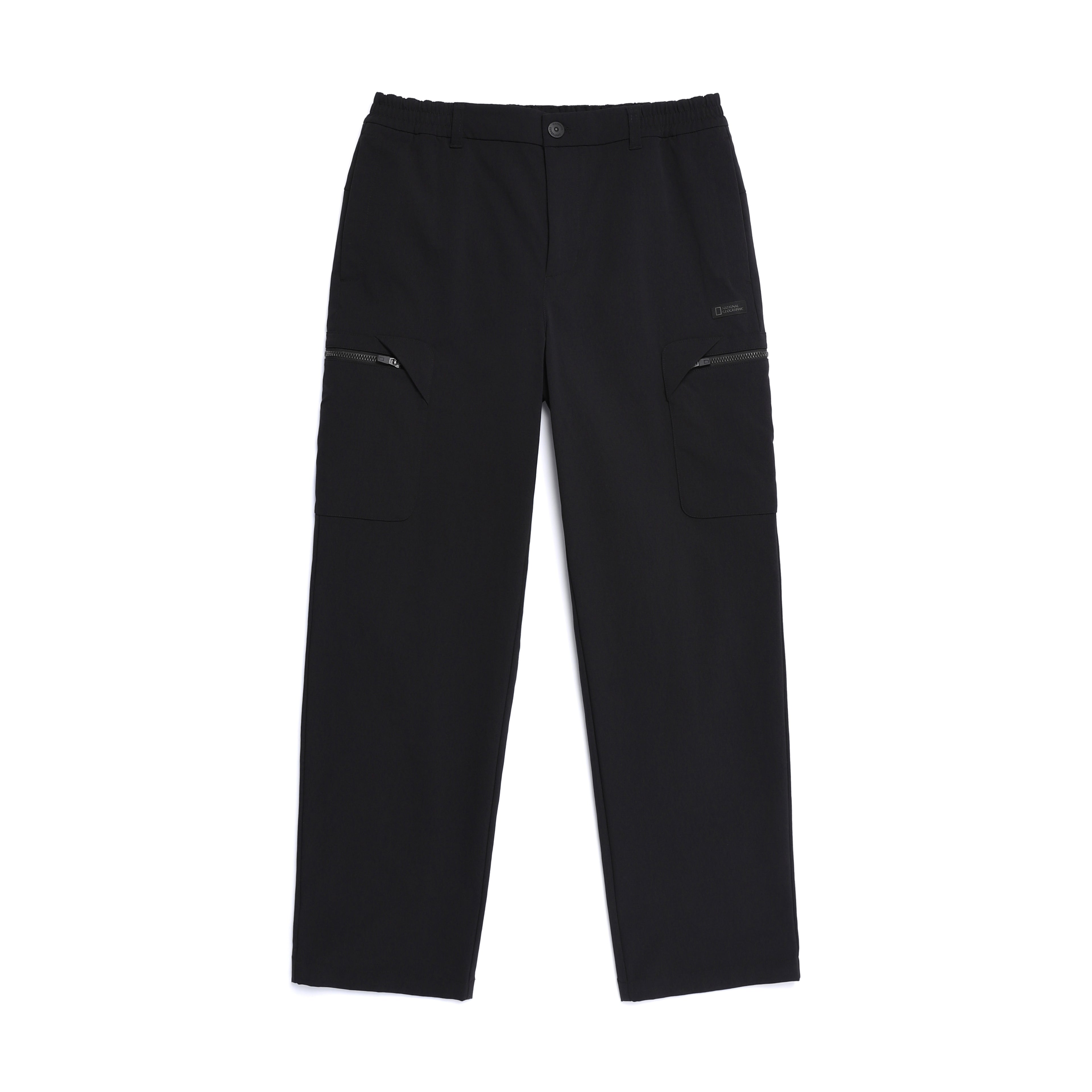 Men'S Cargo Semi Loose Straight Pants- Black