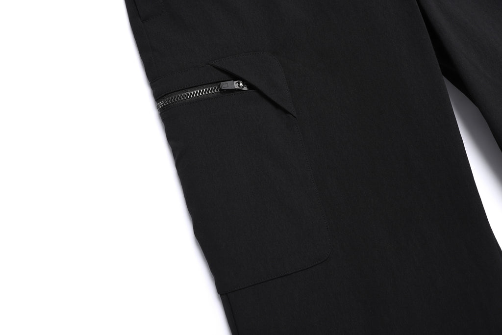 Men'S Cargo Semi Loose Straight Pants- Black