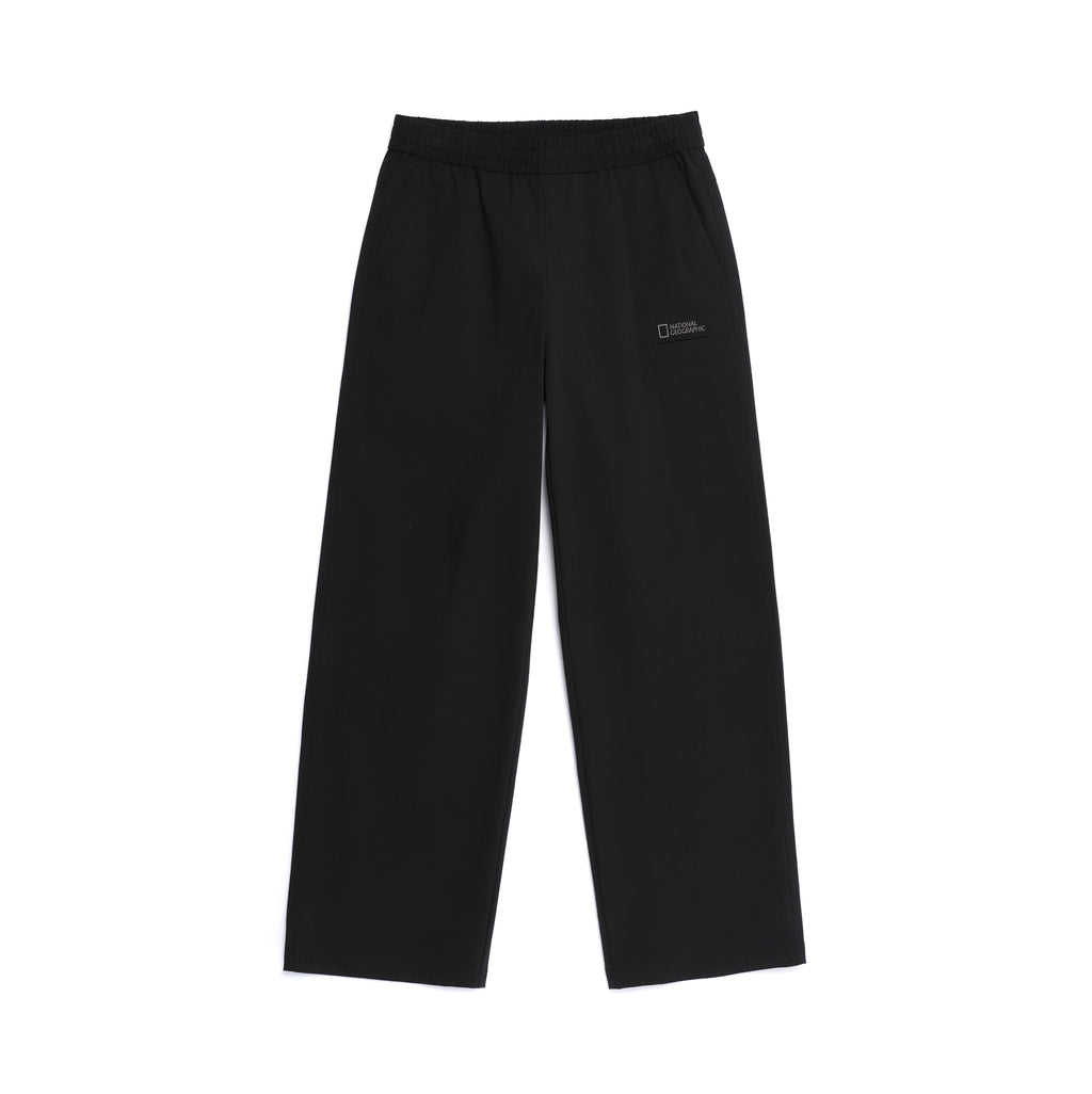 Women'S Woven Semi-Loose Pants- Black