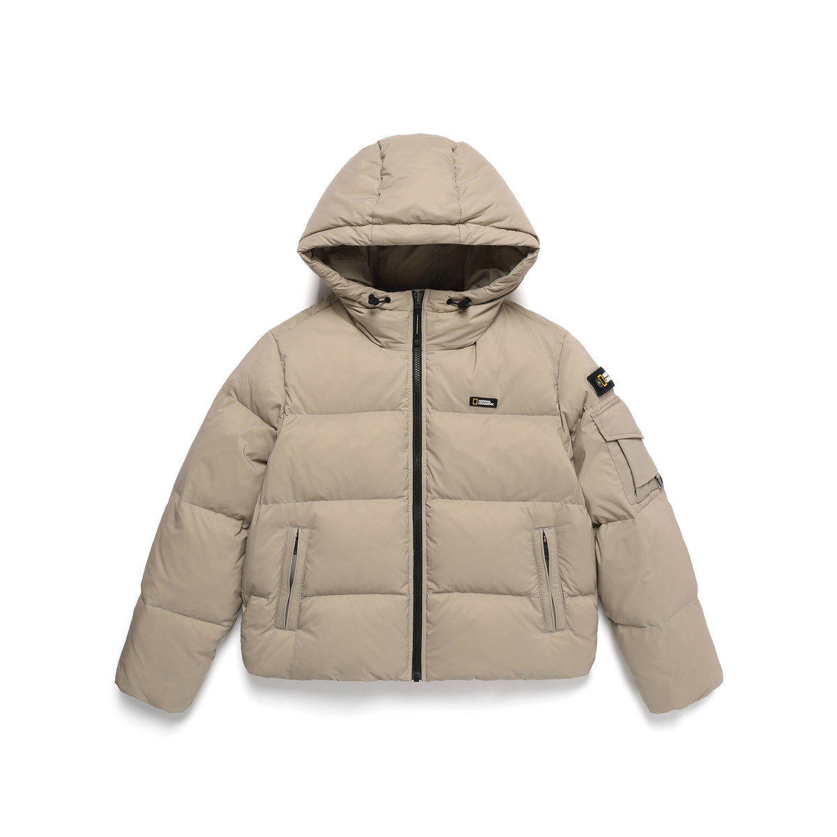 Women'S Golden Mole Short Goose Hoodie Down Jumper- Beige