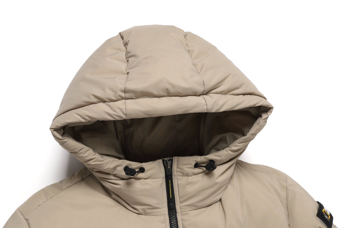 Women'S Golden Mole Short Goose Hoodie Down Jumper- Beige
