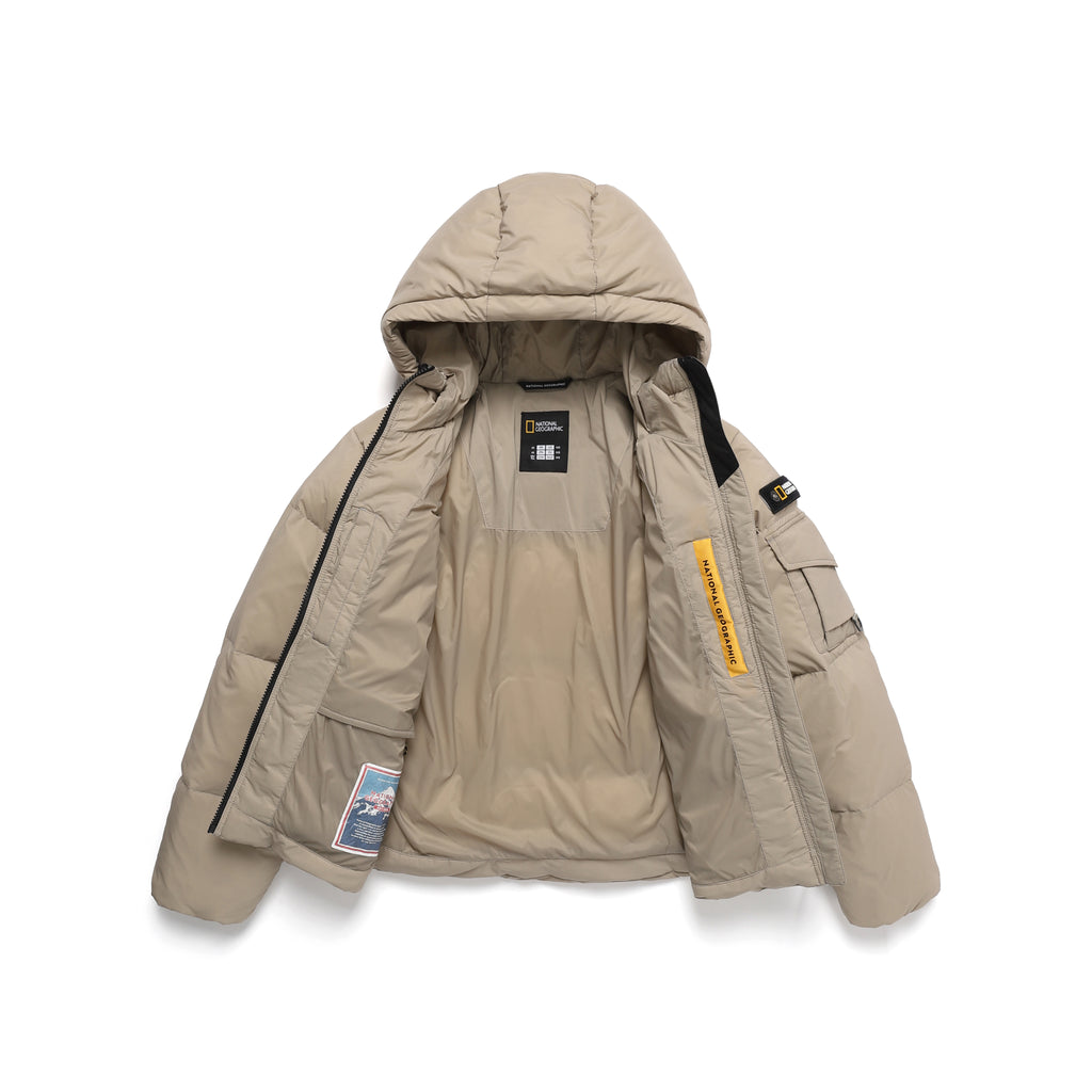 Women'S Golden Mole Short Goose Hoodie Down Jumper- Beige