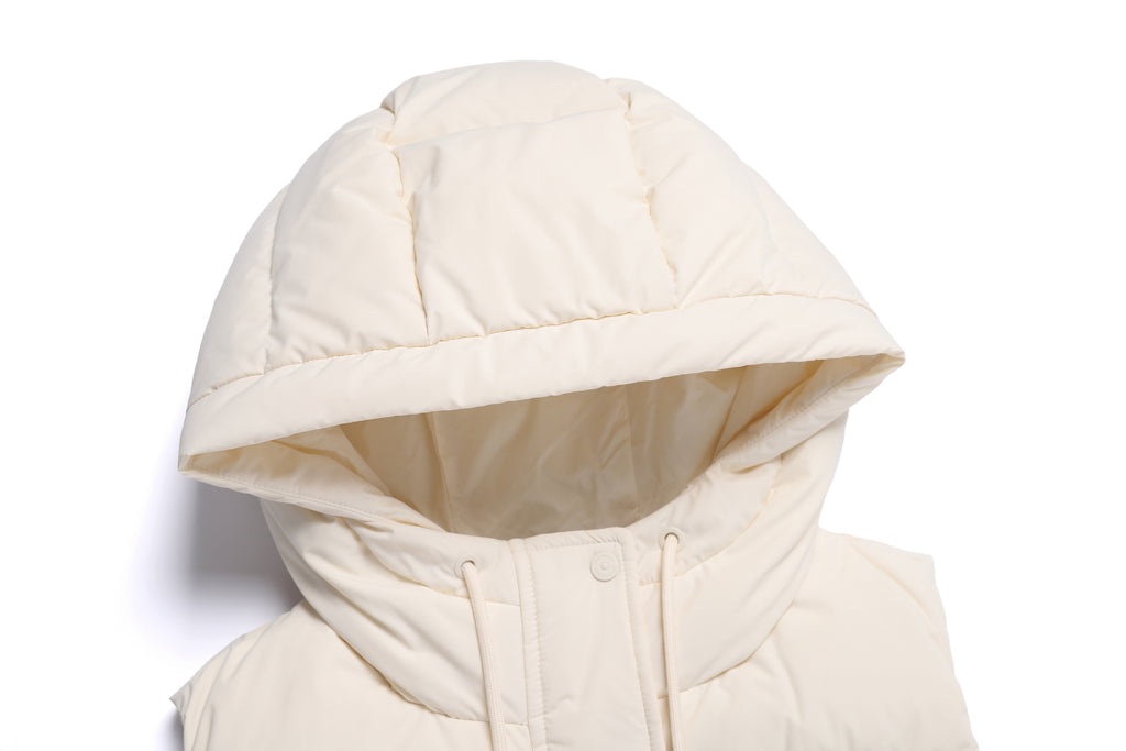 Women'S Crassa Hoodie Duck Down Puffer Vest- Ivory
