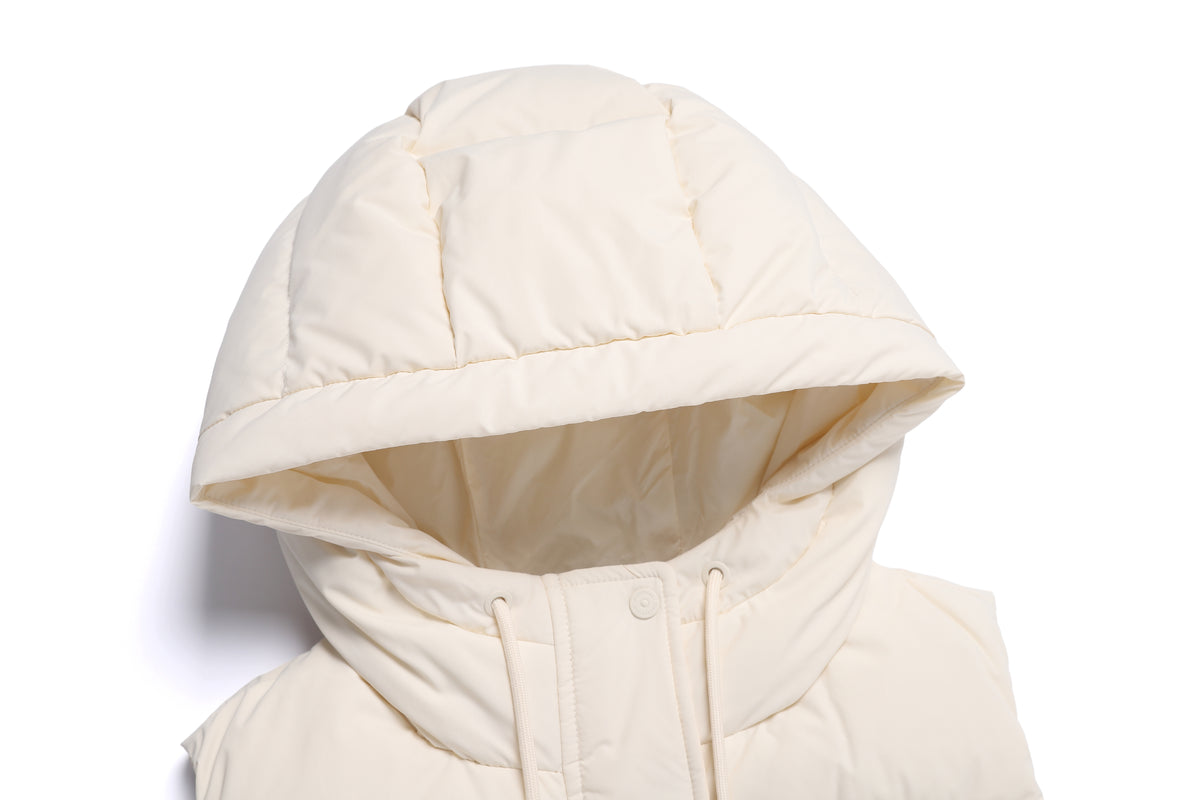Women'S Crassa Hoodie Duck Down Puffer Vest- Ivory