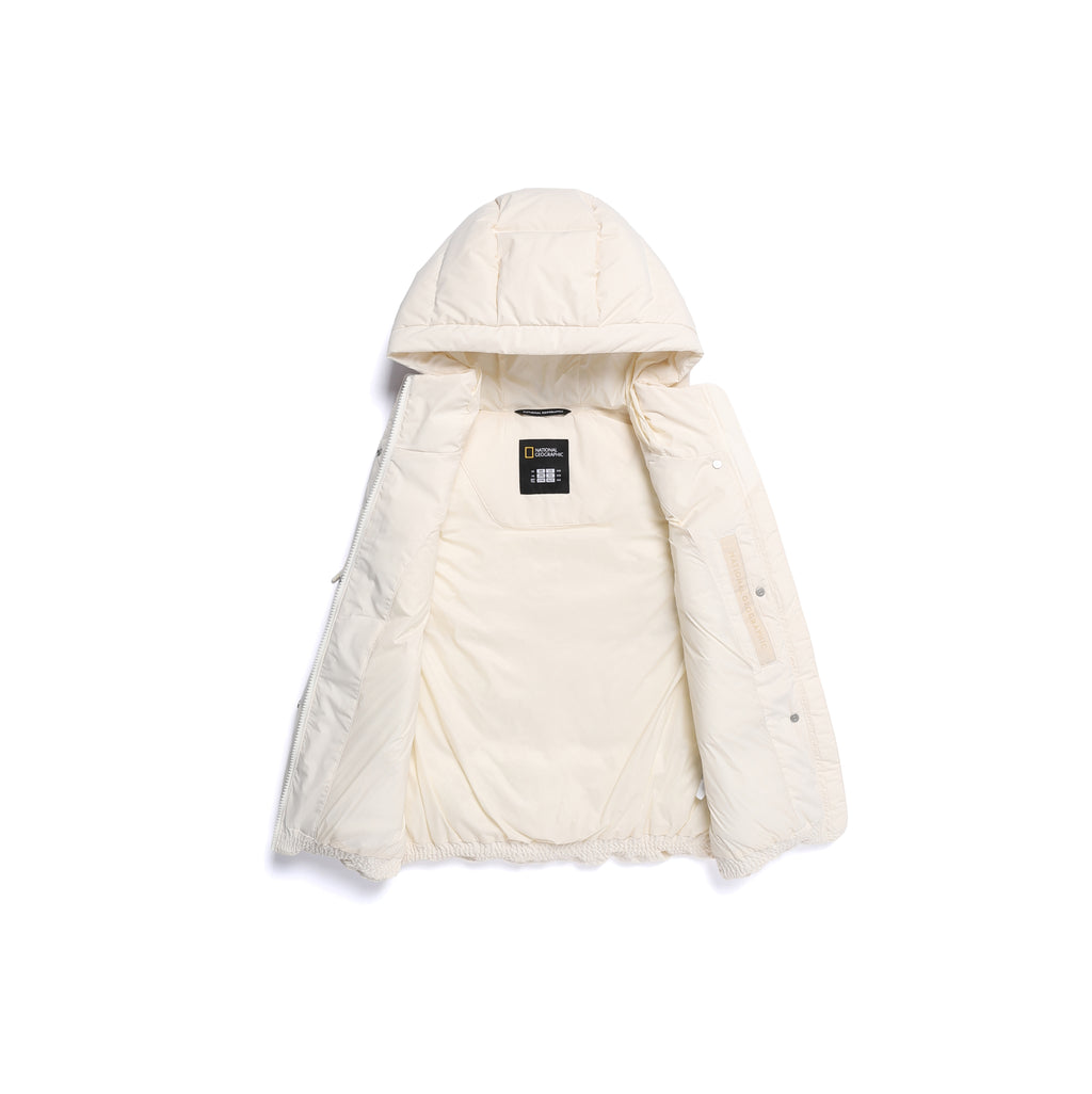 Women'S Crassa Hoodie Duck Down Puffer Vest- Ivory