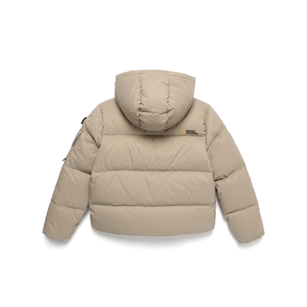 Women'S Golden Mole Short Goose Hoodie Down Jumper- Beige