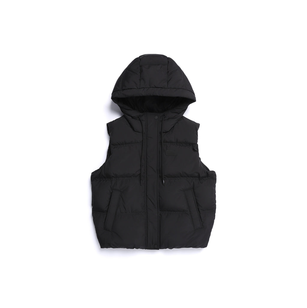 Women'S Crassa Hoodie Duck Down Puffer Vest- Black