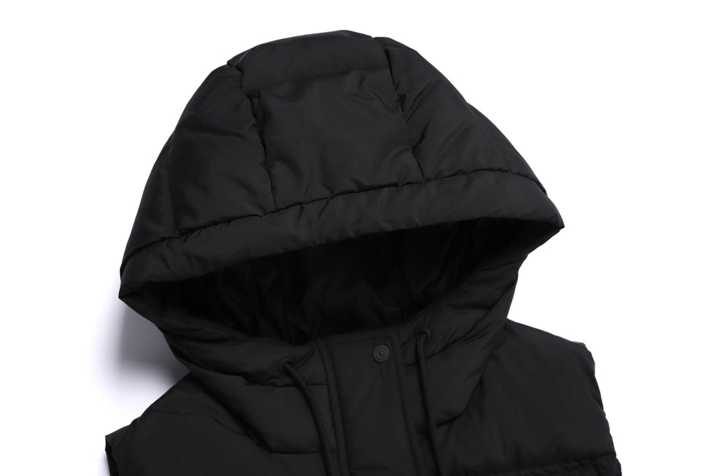 Women'S Crassa Hoodie Duck Down Puffer Vest- Black