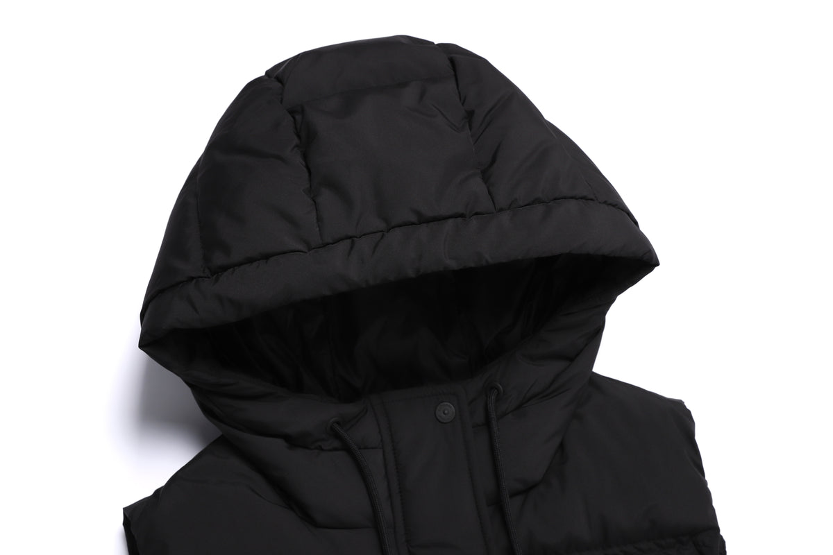 Women'S Crassa Hoodie Duck Down Puffer Vest- Black
