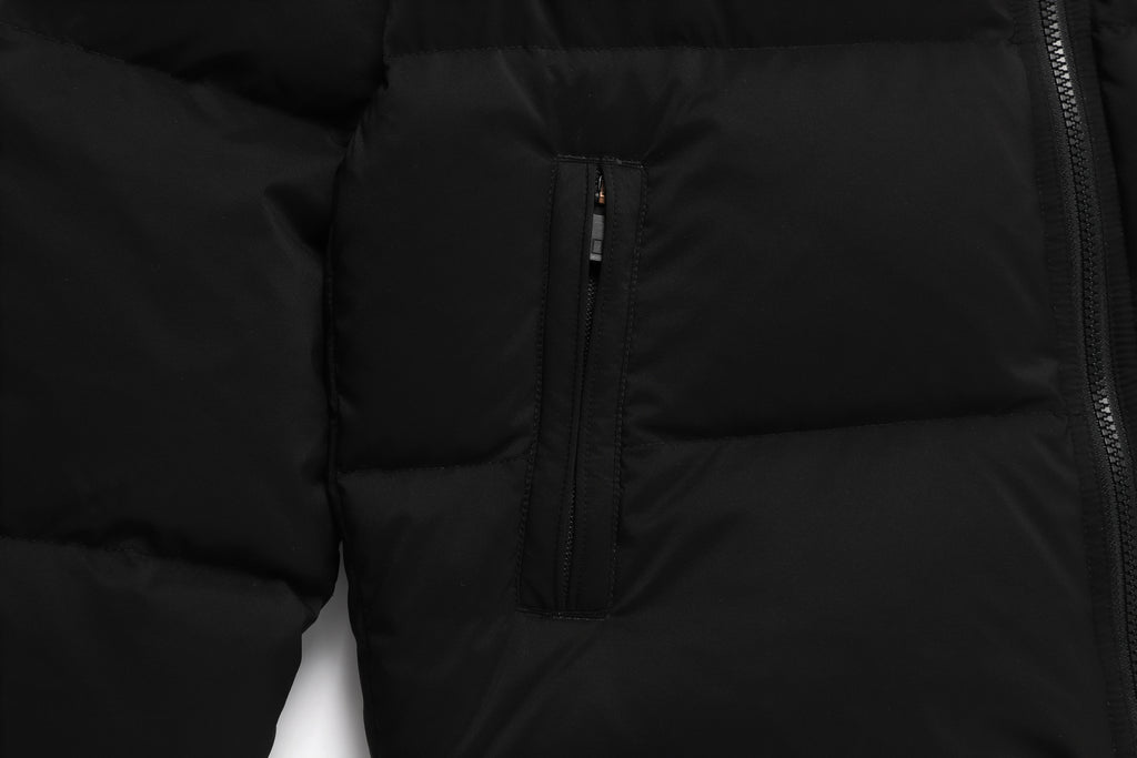 Women'S Golden Mole Short Goose Hoodie Down Jumper- Carbon Black