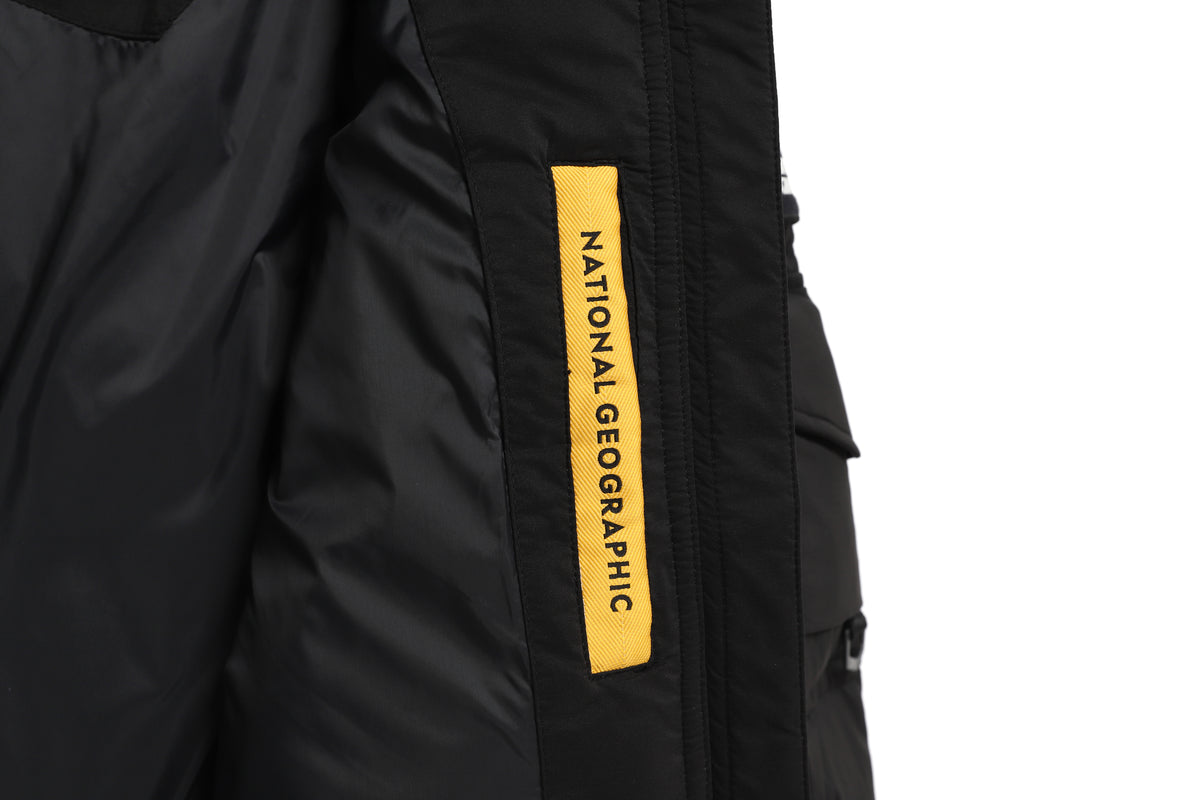 Women'S Golden Mole Short Goose Hoodie Down Jumper- Carbon Black