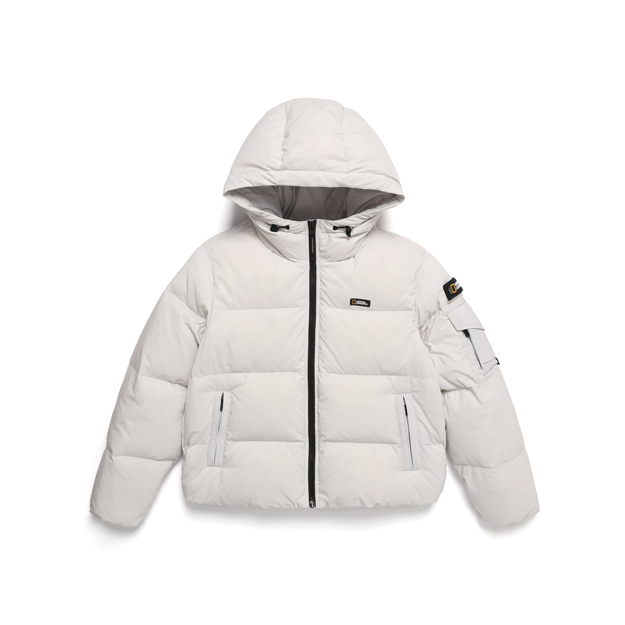 WOMEN'S GOLDEN MOLE SHORT GOOSE HOODIE DOWN JUMPER- ICE GREY