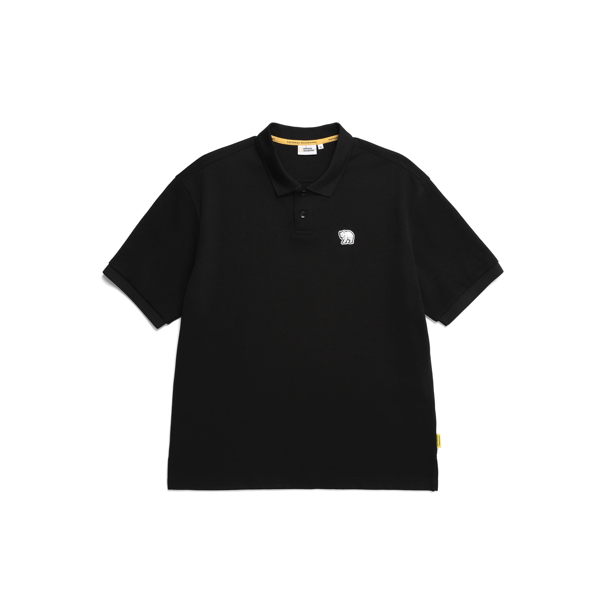UNISEX POLOSHIRT W/ POLAR BEAR ICON AND LOGO- CARBON BLACK