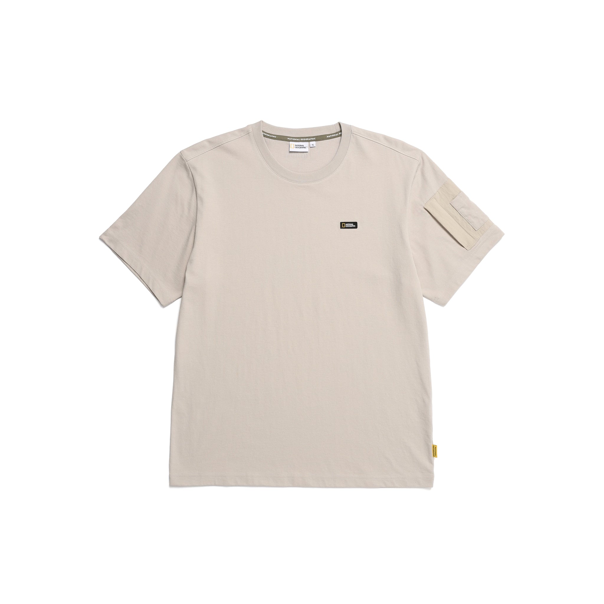 UNISEX ROWDY SMALL LOGO SLEEVE POCKET T-SHIRT -OAK BEIGE