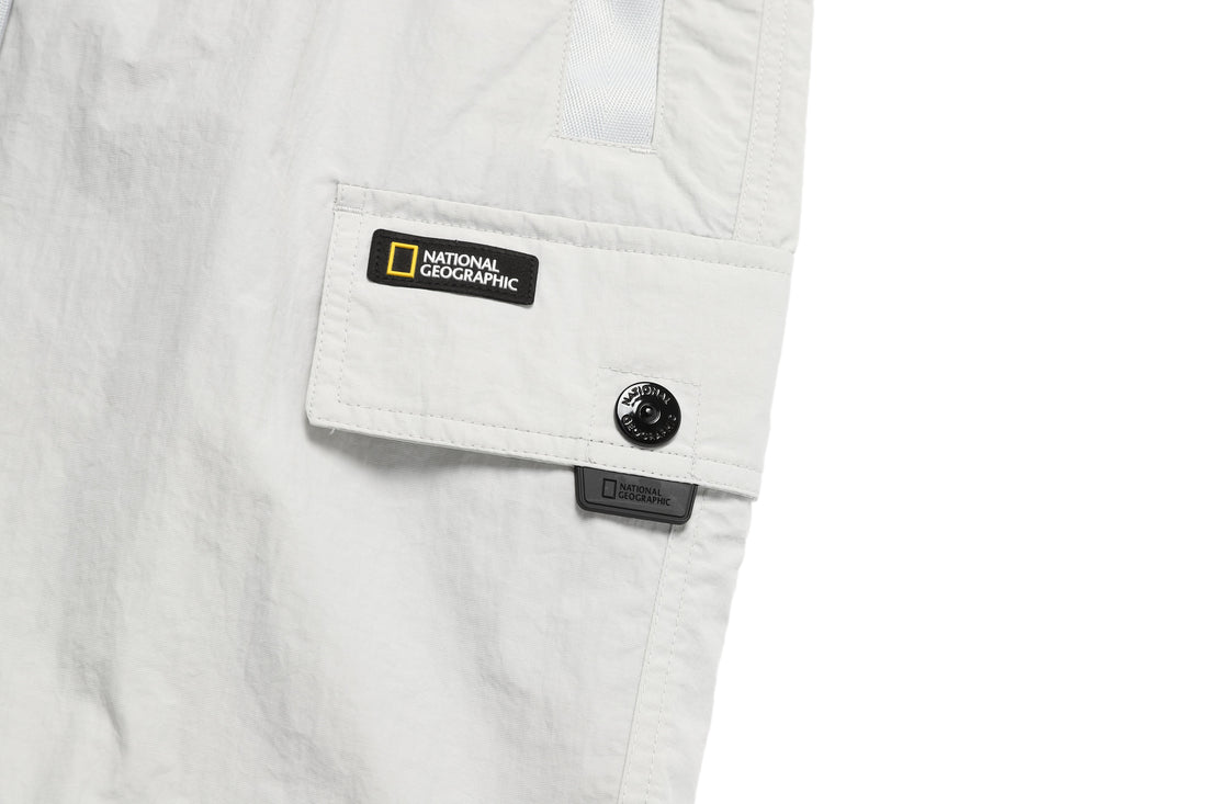 UNISEX AURITA WOVEN POCKET TRAINING SHORTS-  ICE GREY