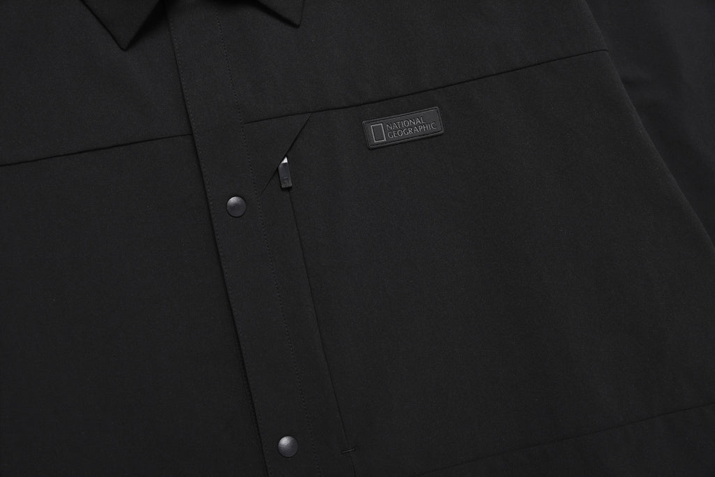 Men'S Urban City Woven Semi-Over Fit Shirt- Carbon Black