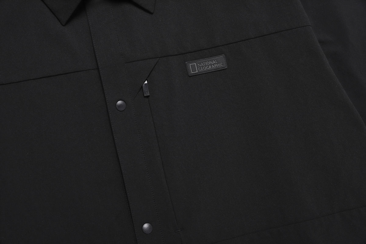 Men'S Urban City Woven Semi-Over Fit Shirt- Carbon Black