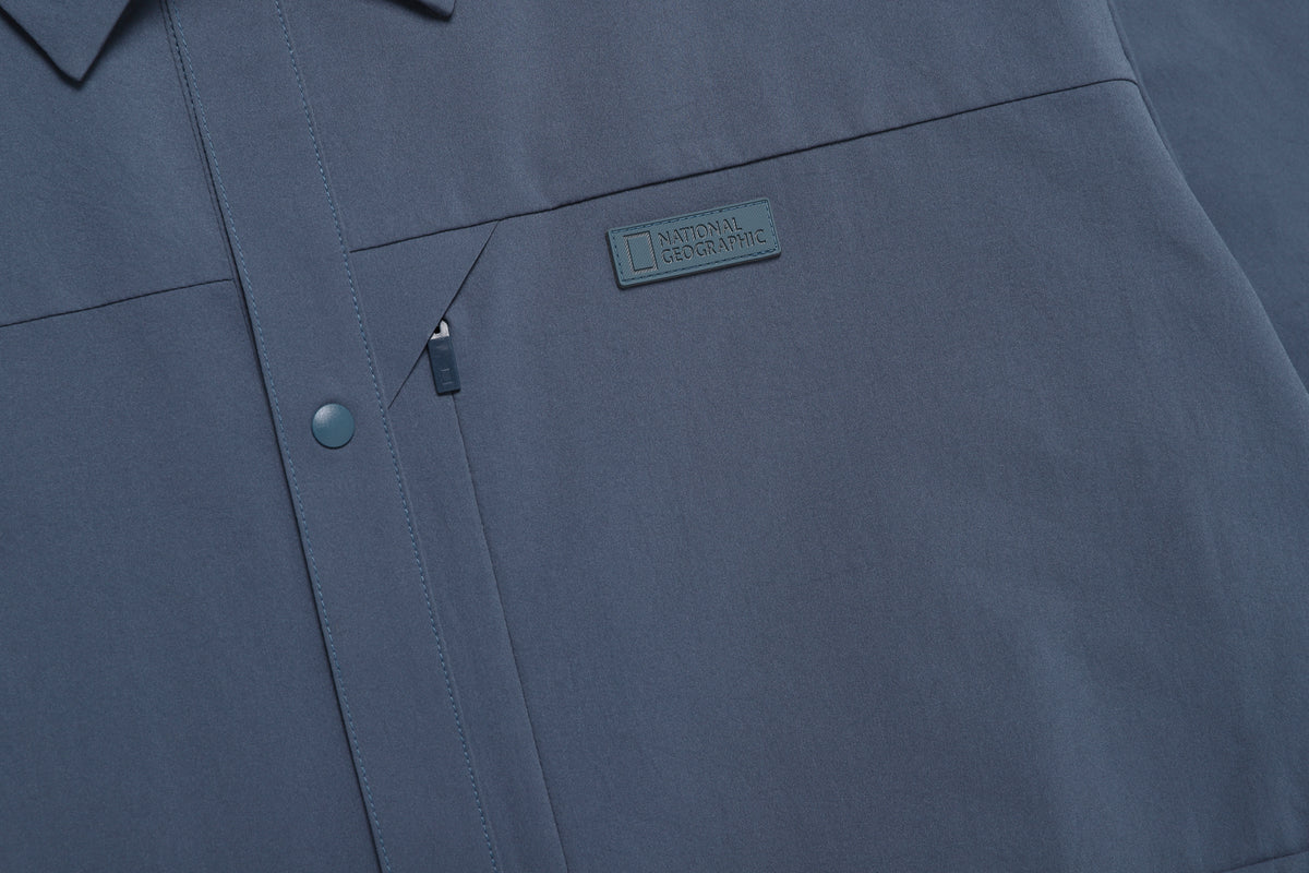 Men'S Urban City Woven Semi-Over Fit Shirt- Turquoise