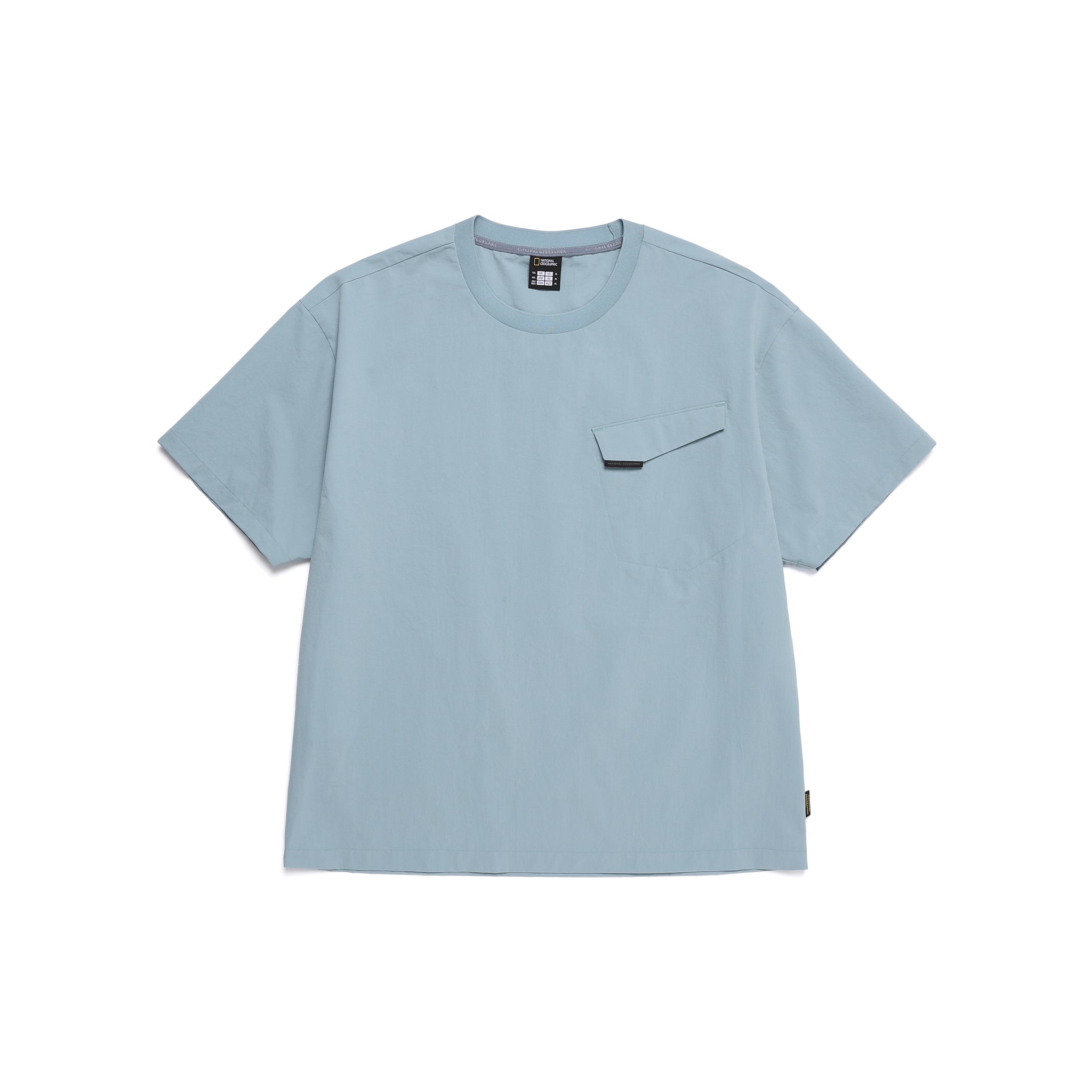 URBAN CITY WOVEN SEMI-OVER FIT T-SHIRT- STEEL BLUE