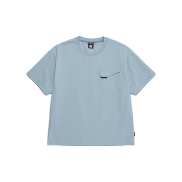URBAN CITY WOVEN SEMI-OVER FIT T-SHIRT- STEEL BLUE
