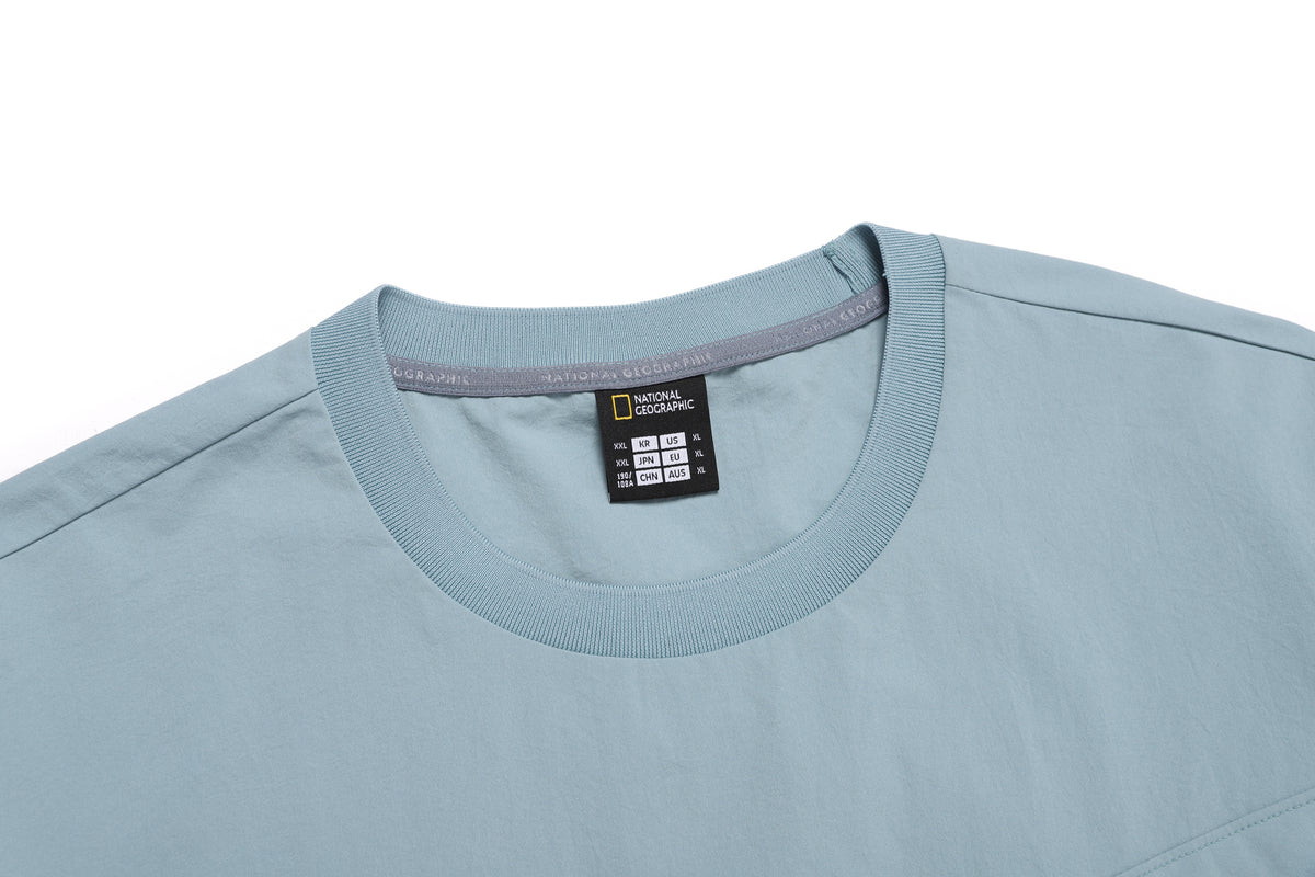 Urban City Woven Semi-Over Fit T-Shirt- Steel Blue