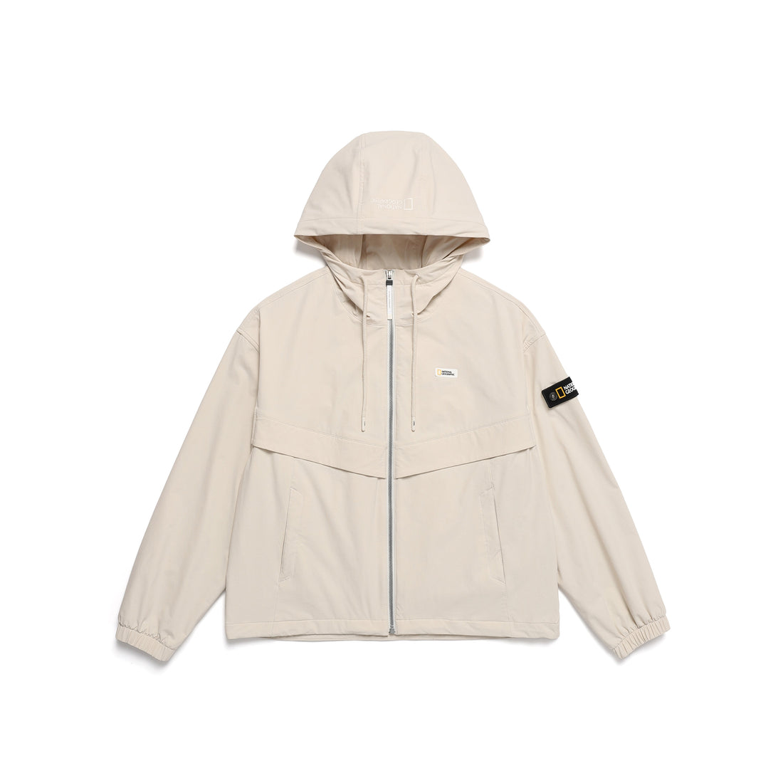 WOVEN HOODED ZIP UP LBEIGE